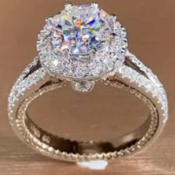 2 Carat Round Moissanite Crown Ring - Luxurious Fashion Ring with 925S Size 8 - Picture 6 of 6